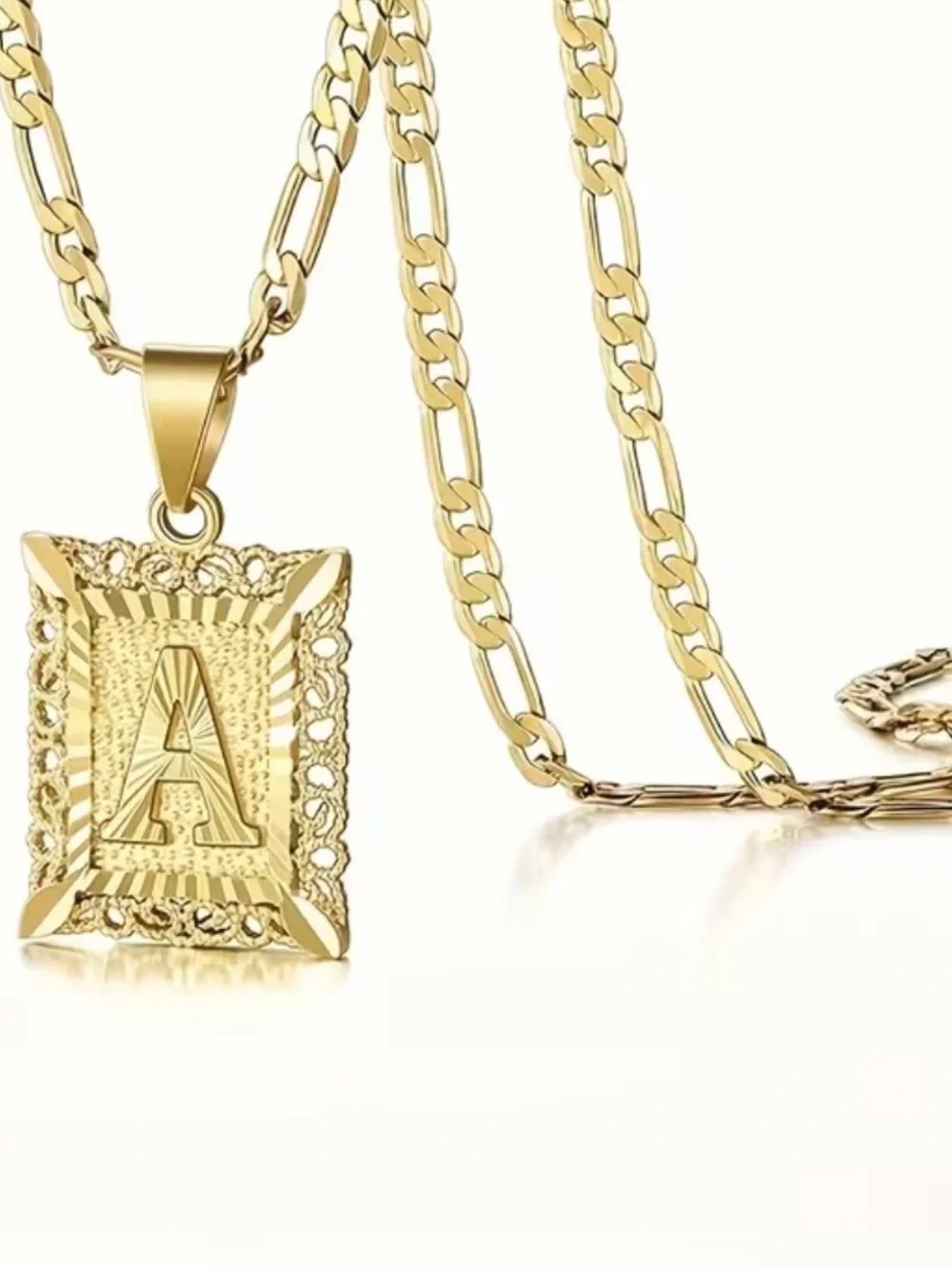 Gold Initial Pendant Necklace Unisex